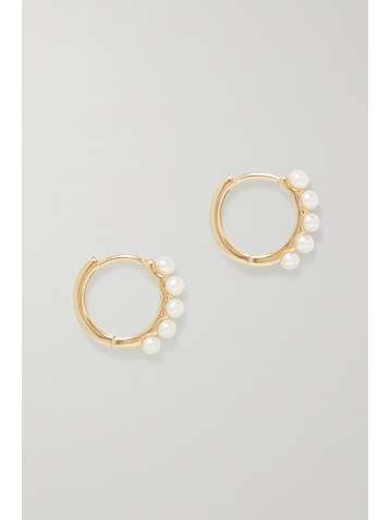 STONE AND STRAND Deep Dive 14-karat gold pearl hoop earrings