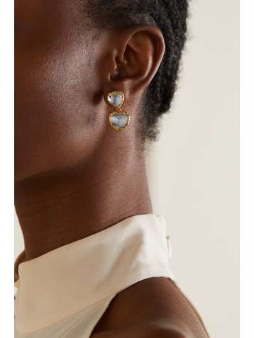 LARKSPUR & HAWK Boucles d'oreilles en métal trempé dans un bain d'or 18 carats (750/1000) et quartz Valentina