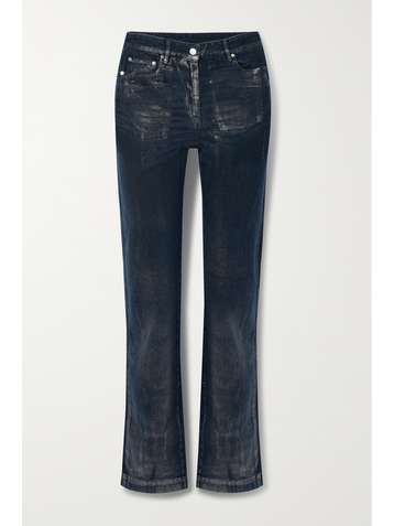 PETER DO Frosted Maggie distressed coated high-rise straight-leg jeans