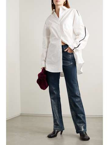 PETER DO Frosted Maggie distressed coated high-rise straight-leg jeans