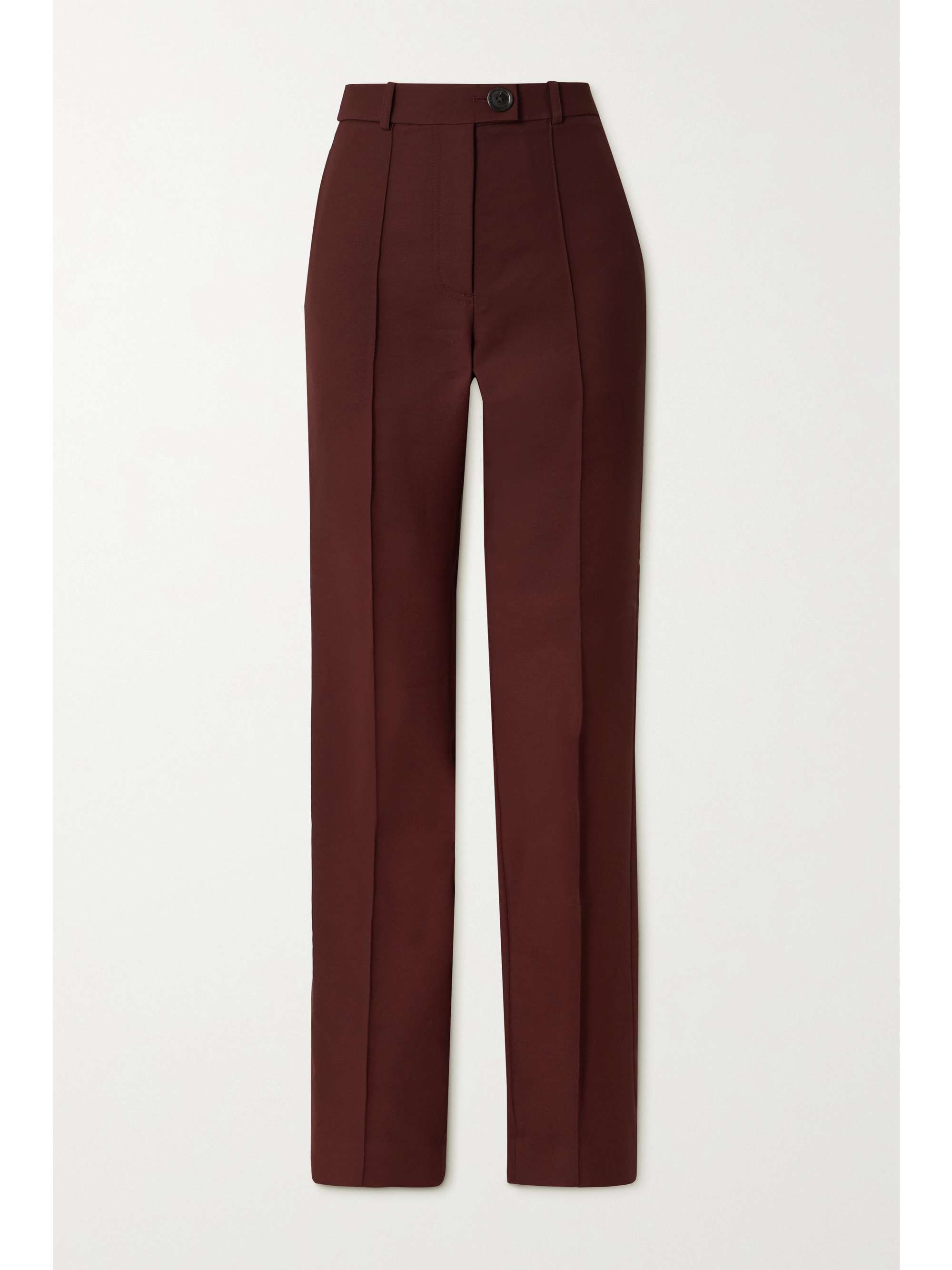 Burgundy Pleated wool-blend straight 