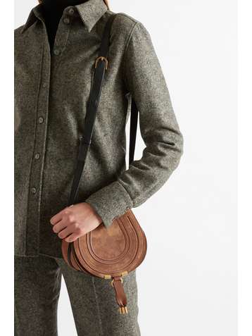 CHLOÉ Marcie mini suede and leather shoulder bag