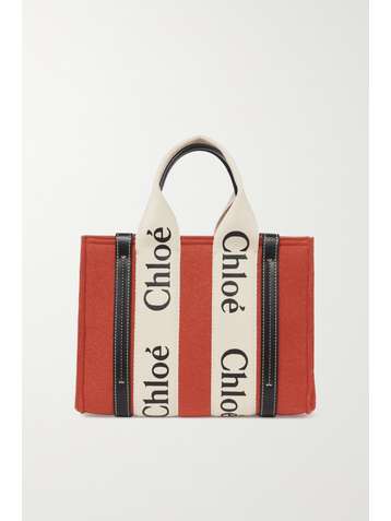 CHLOÉ + NET SUSTAIN Woody kleine Tote aus Wollfilz mit Lederbesätzen
