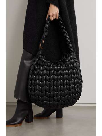 CHLOÉ Wooden C woven leather shoulder bag