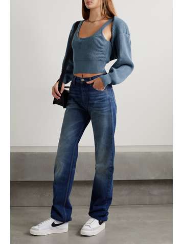 ALEXANDERWANG.T Cardigan en coton mélangé côtelé
