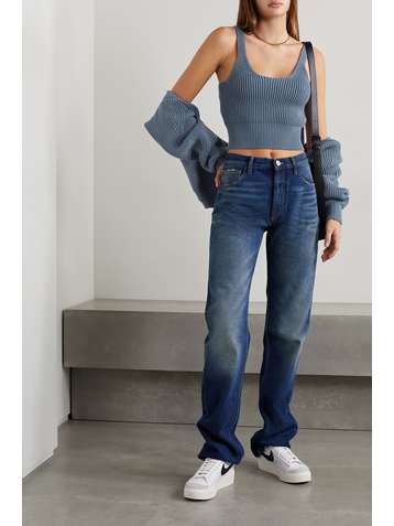 ALEXANDERWANG.T Débardeur raccourci en coton mélangé côtelé