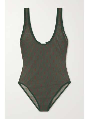 SAINT LAURENT Body aus bedrucktem Tüll
