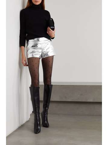 SAINT LAURENT Metallic leather shorts