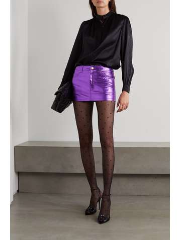 SAINT LAURENT Metallic textured-leather mini skirt
