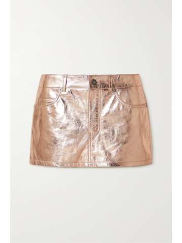 SAINT LAURENT Metallic textured-leather mini skirt