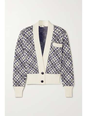 SAINT LAURENT Jacquard-knit wool cardigan