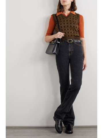 SAINT LAURENT Ribbed wool polo top