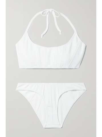 LISA MARIE FERNANDEZ + NET SUSTAIN Corset Neckholder-Bikini aus Stretch-Crêpe