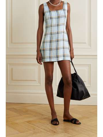 LISA MARIE FERNANDEZ Mini-robe en lin à carreaux Charlotte - NET SUSTAIN