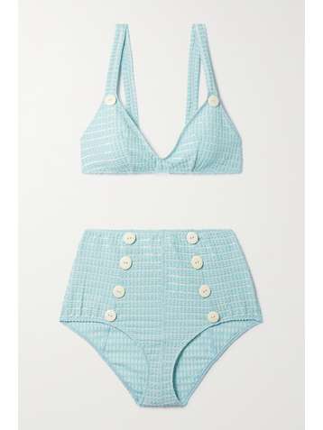 LISA MARIE FERNANDEZ + NET SUSTAIN Magdalena Bikini aus Seersucker mit Gürtel