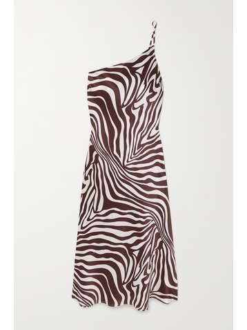 MAISON ESSENTIELE Lucile Nachthemd aus Seidensatin mit Zebraprint und asymmetrischer Schulterpartie
