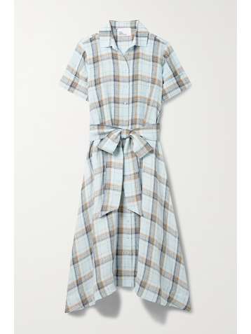 LISA MARIE FERNANDEZ Robe-chemise midi en lin à carreaux - NET SUSTAIN