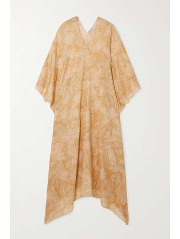 CORTANA + NET SUSTAIN Gaia Kaftan aus bedrucktem Voile aus einer Woll-Seidenmischung