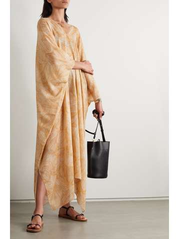 CORTANA + NET SUSTAIN Gaia Kaftan aus bedrucktem Voile aus einer Woll-Seidenmischung
