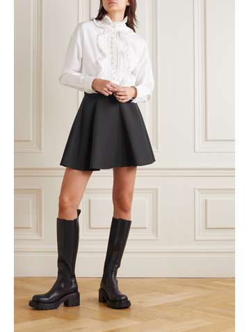 VALENTINO Wool and silk-blend mini skirt