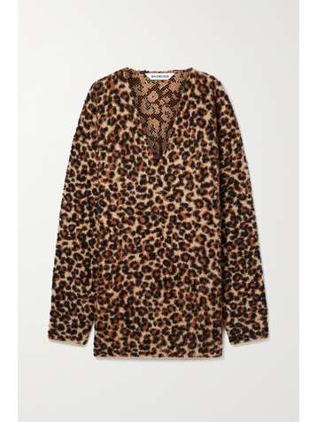 BALENCIAGA Oversized leopard wool-blend jacquard sweater