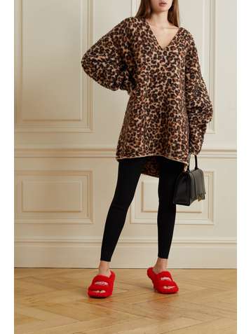 BALENCIAGA Oversized leopard wool-blend jacquard sweater