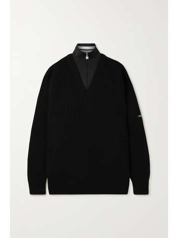 BALENCIAGA Mehrlagiger Pullover aus gerippter Wolle und Stretch-Strick