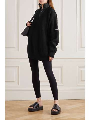 BALENCIAGA Mehrlagiger Pullover aus gerippter Wolle und Stretch-Strick