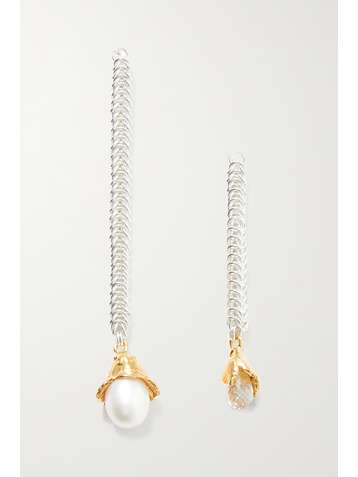 ALIGHIERI The Greatest Flame from the Smallest Spark silver and gold-plated pearl earrings