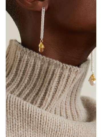 ALIGHIERI The Greatest Flame from the Smallest Spark silver and gold-plated pearl earrings