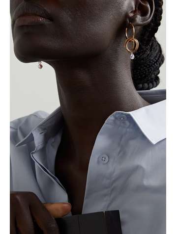 COMPLETEDWORKS Gold-plated, pearl and zirconia hoop earrings