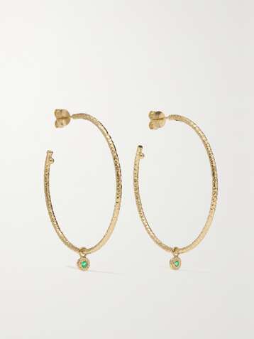 OCTAVIA ELIZABETH + NET SUSTAIN Nesting Gem 18-karat recycled gold emerald hoop earrings