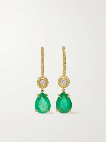 OCTAVIA ELIZABETH + NET SUSTAIN Lauren 18-karat recycled gold, emerald and diamond earrings