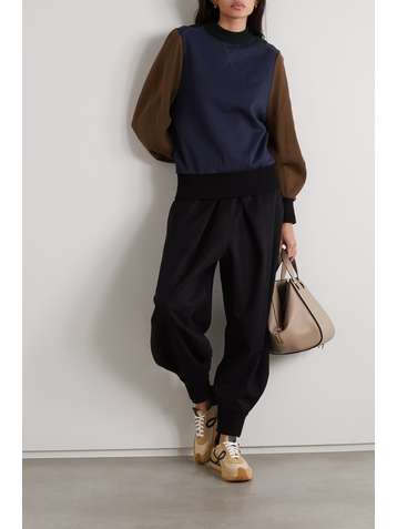 LOEWE Embroidered color-block cotton-jersey sweatshirt