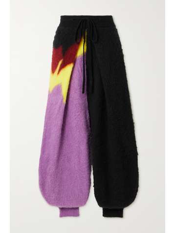 LOEWE Pleated intarsia-knit tapered pants