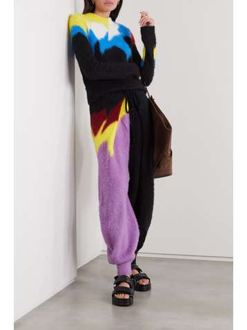 LOEWE Pleated intarsia-knit tapered pants