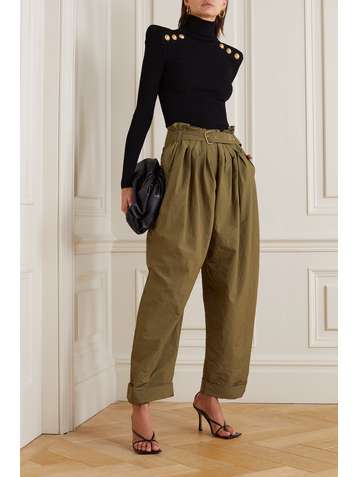 BALMAIN Button-detailed ribbed-knit turtleneck sweater