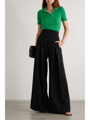 ALAÏA Pleated wool wide-leg pants
