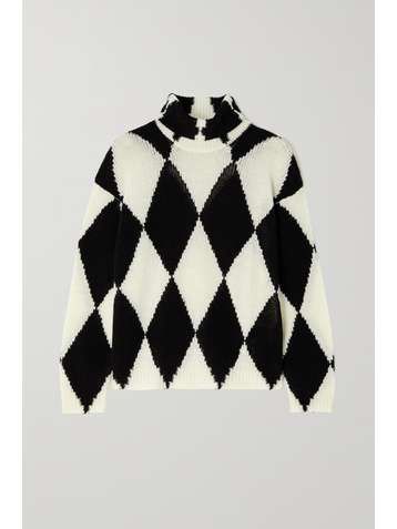 VALENTINO Cashmere and wool-blend jacquard turtleneck sweater