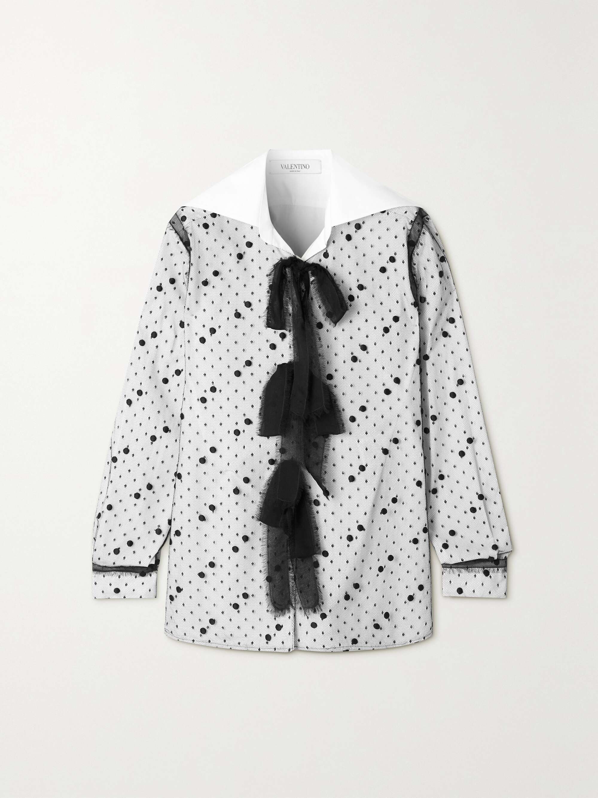 dans Oceanië Antecedent VALENTINO GARAVANI Bow-detailed cotton-poplin and point d'esprit tulle  blouse | NET-A-PORTER