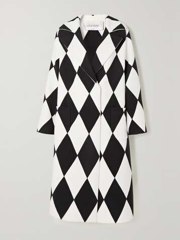VALENTINO Checked wool and cashmere-blend coat