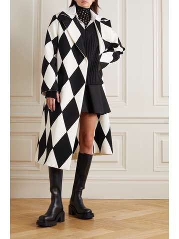 VALENTINO Checked wool and cashmere-blend coat