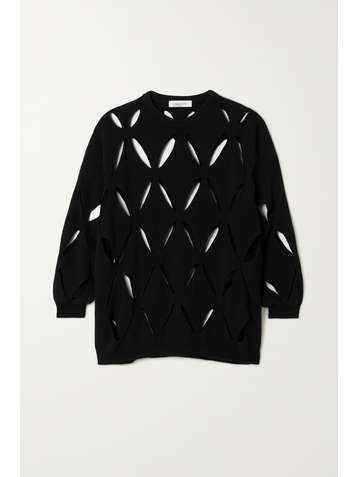 VALENTINO Oversized cutout ribbed wool sweater