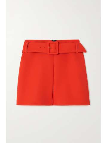 VERSACE Belted crepe mini skirt