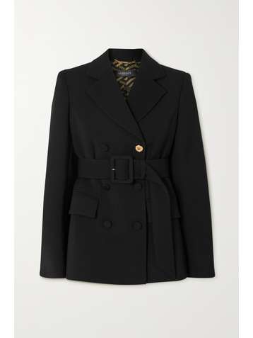 VERSACE Doppelreihiger Blazer aus Wolle mit Gürtel