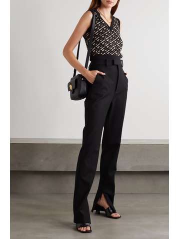 VERSACE Cropped intarsia silk tank
