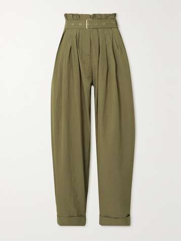 BALMAIN Pleated crinkled-faille tapered pants
