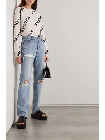 BALENCIAGA Intarsia cotton-blend sweater