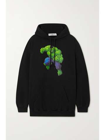 BALENCIAGA Oversized-Hoodie aus bedrucktem Baumwoll-Jersey