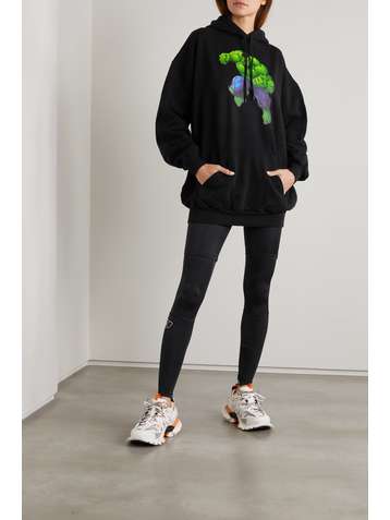 BALENCIAGA Oversized-Hoodie aus bedrucktem Baumwoll-Jersey